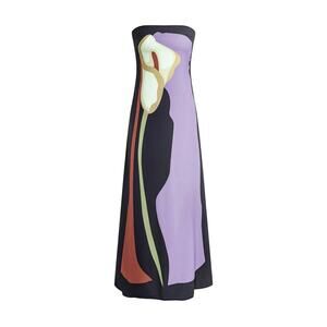 Commense Strapless Floral Maxi Dress - Black, Purple, White